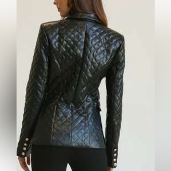 #284 black “coco” vegan leather jacket - Picture 3 of 4